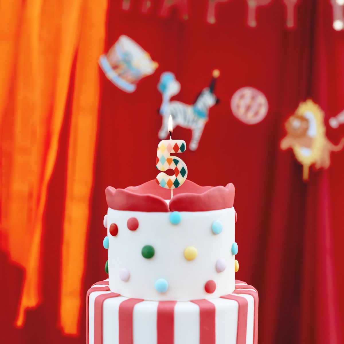 PartyDeco Number Candle 5 Rhombus 5,5 cm