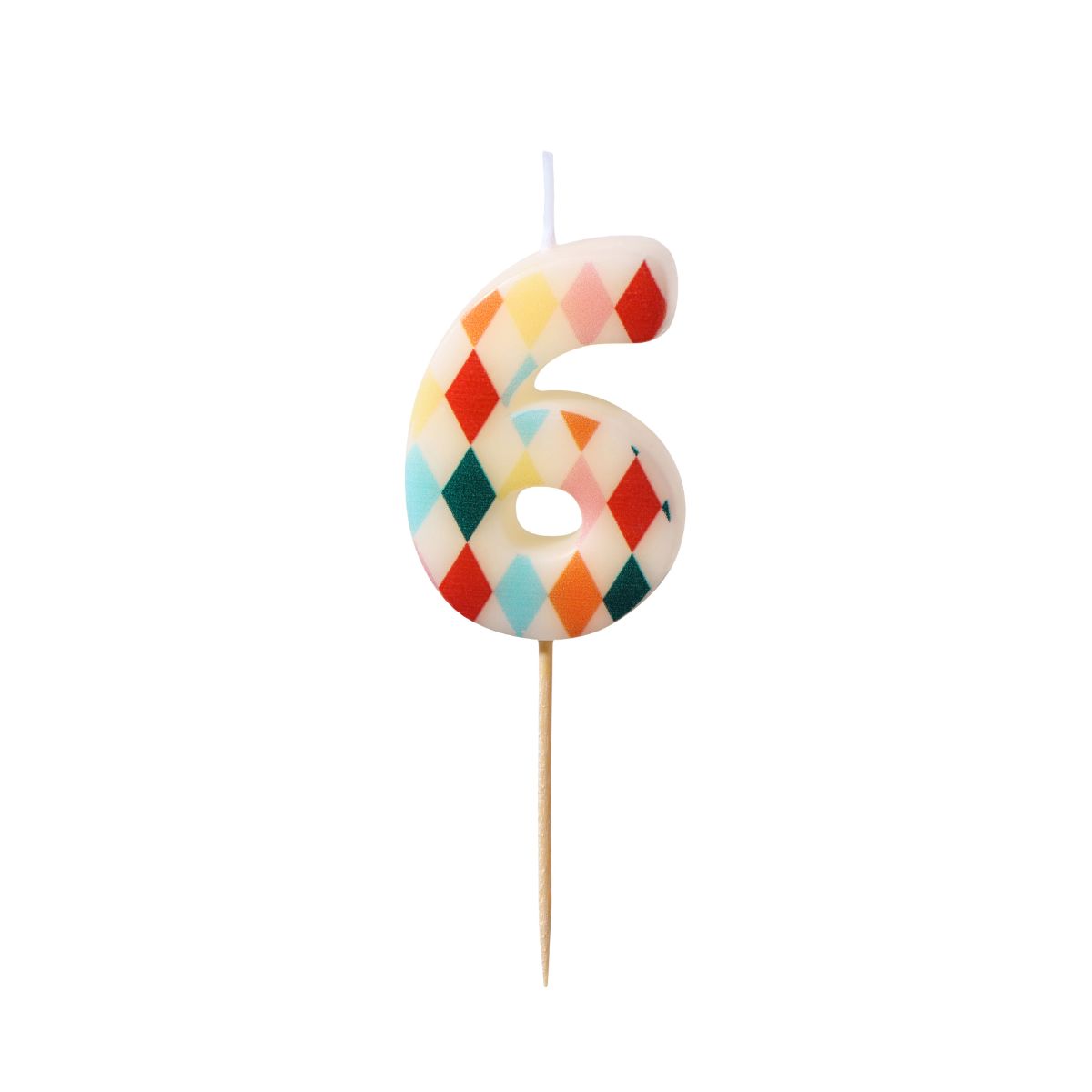 PartyDeco Number Candle 6 Rhombus 5,5 cm