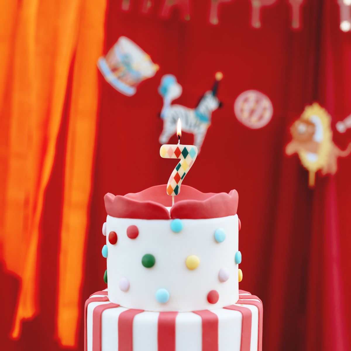 PartyDeco Number Candle 7 Rhombus 5,5 cm