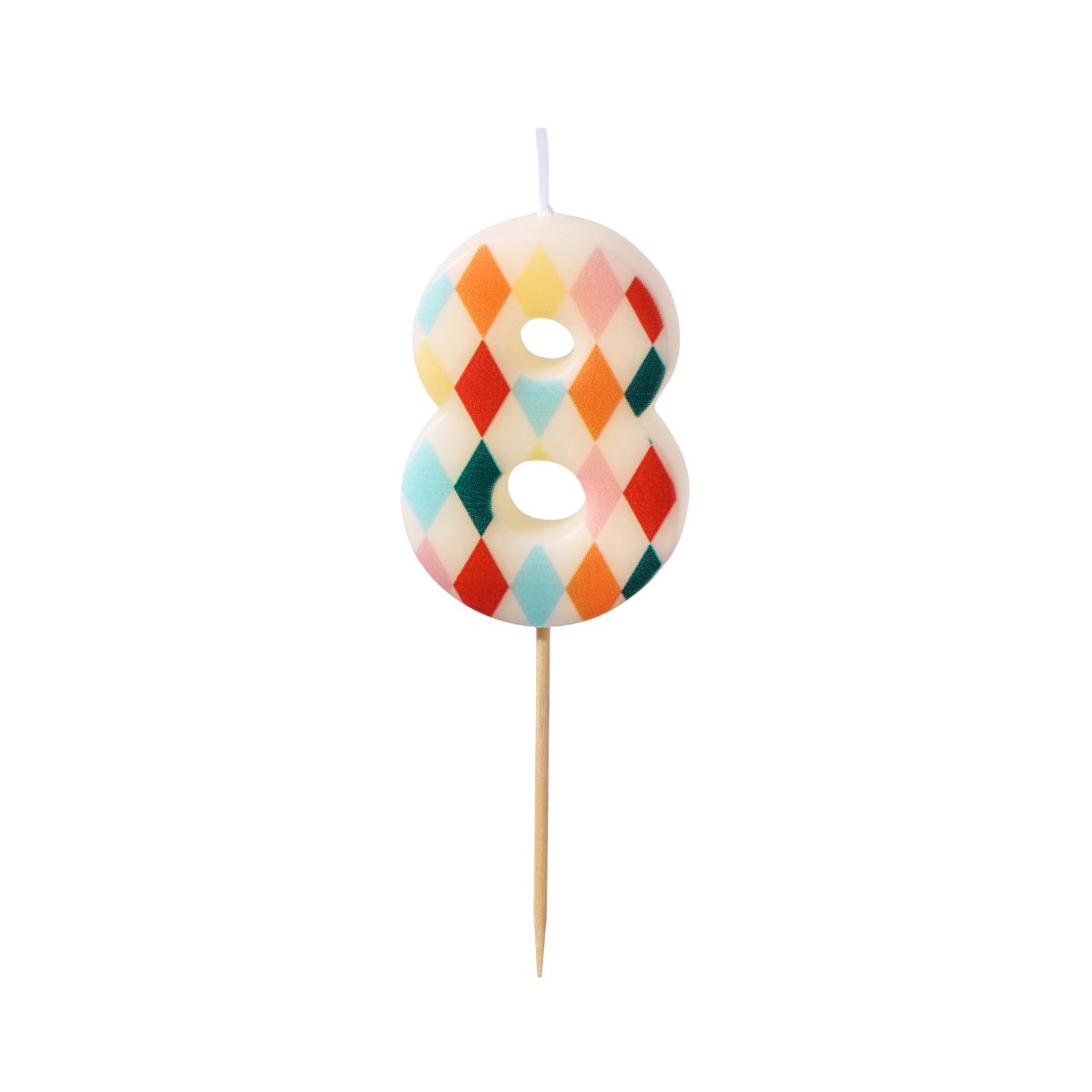 PartyDeco Number Candle 8 Rhombus 5,5 cm