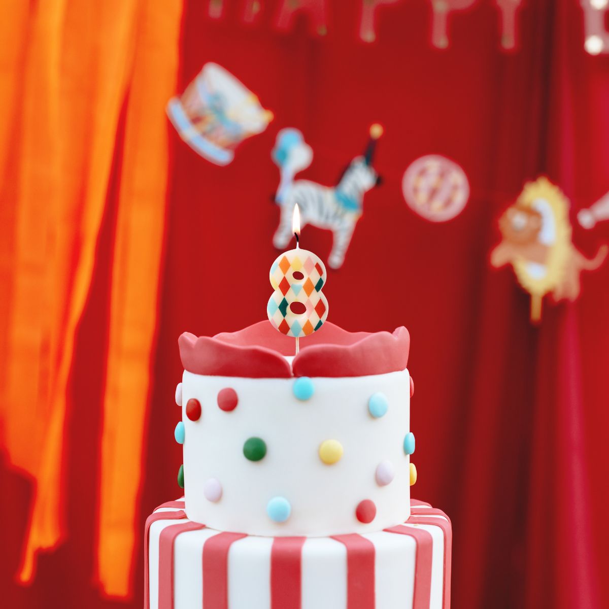 PartyDeco Number Candle 8 Rhombus 5,5 cm