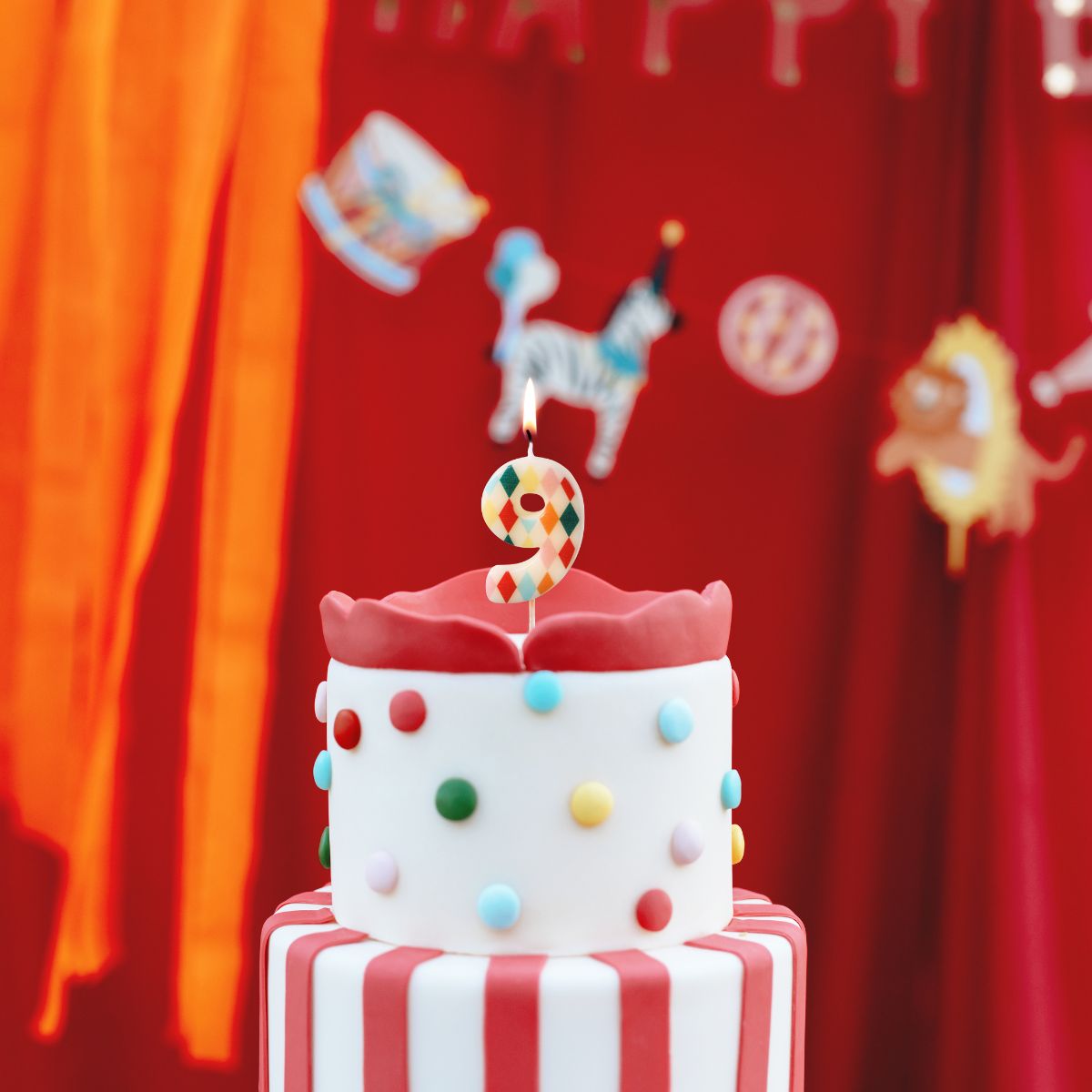 PartyDeco Number Candle 9 Rhombus 5,5 cm