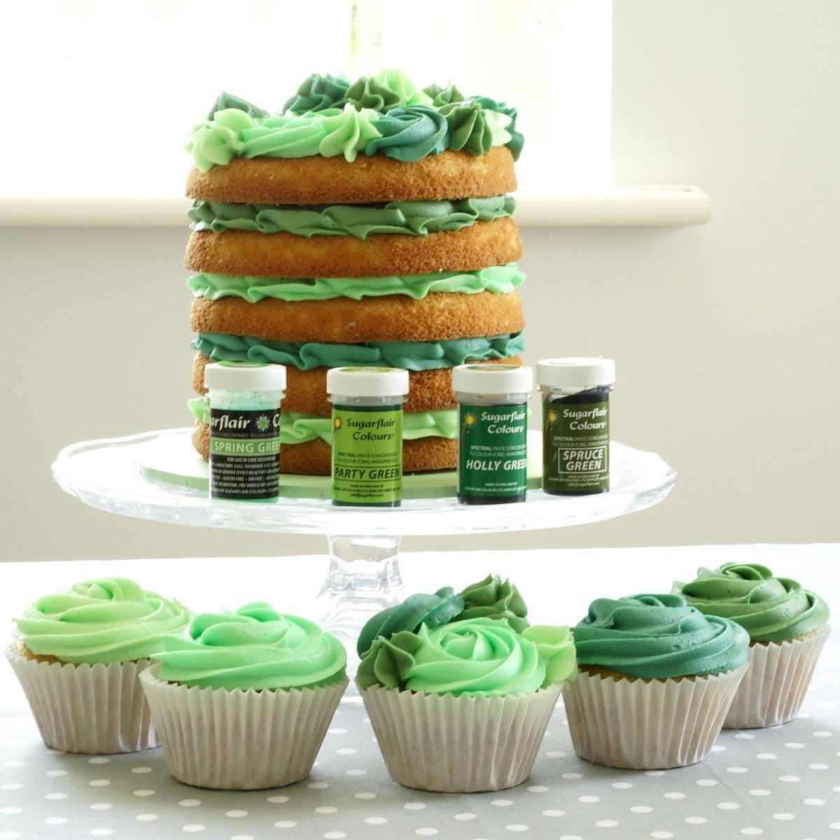 Sugarflair Paste Colour Mixed Green Set/4