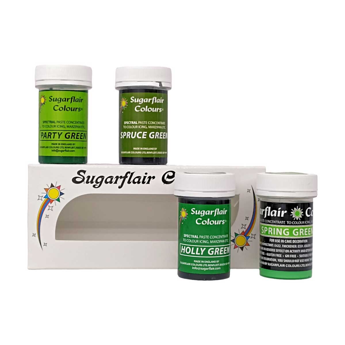 Sugarflair Paste Colour Mixed Green Set/4