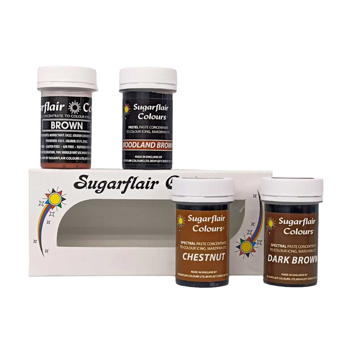 Sugarflair Paste Colour Mixed Brown Set/4