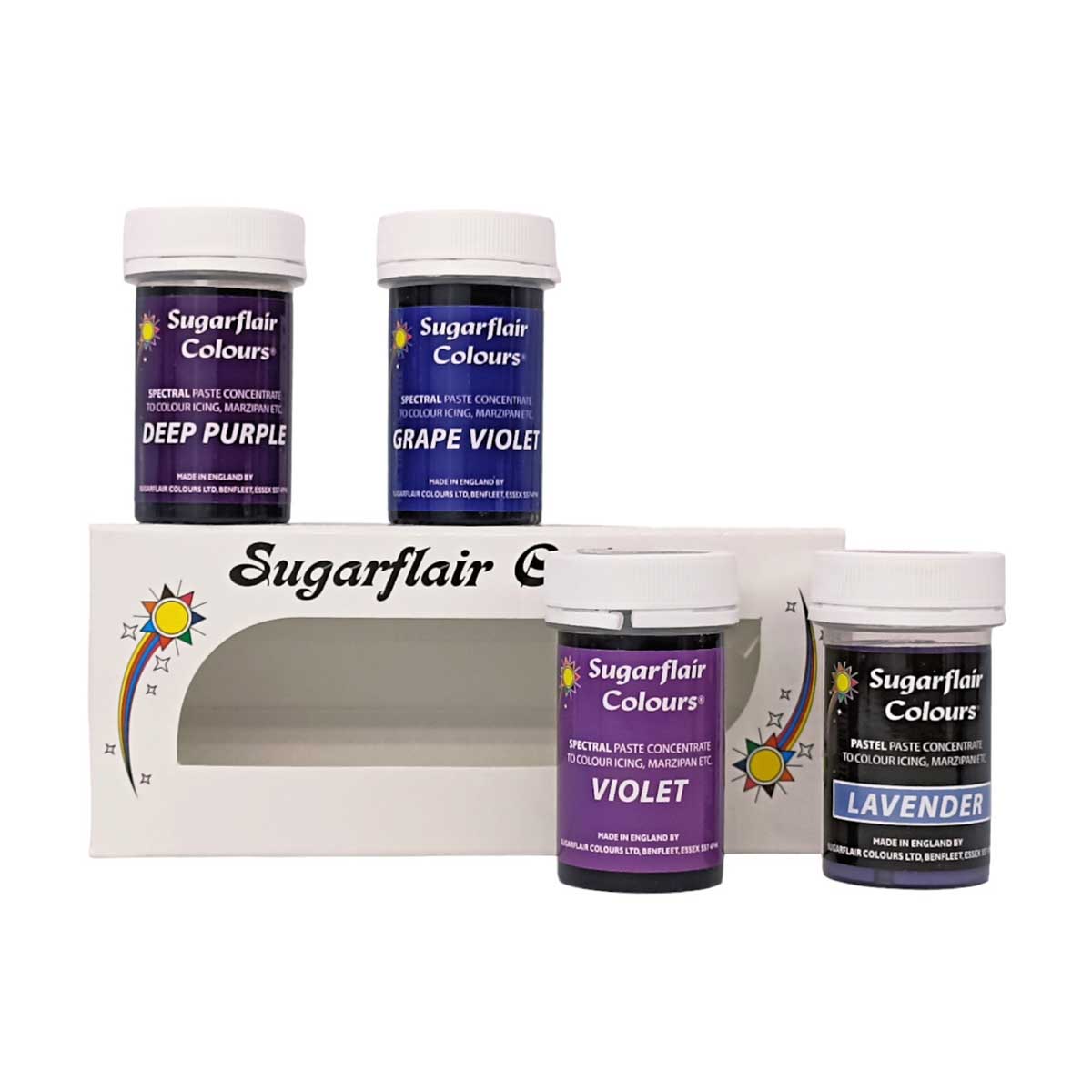 Sugarflair Paste Colour Mixed Purple Set/4