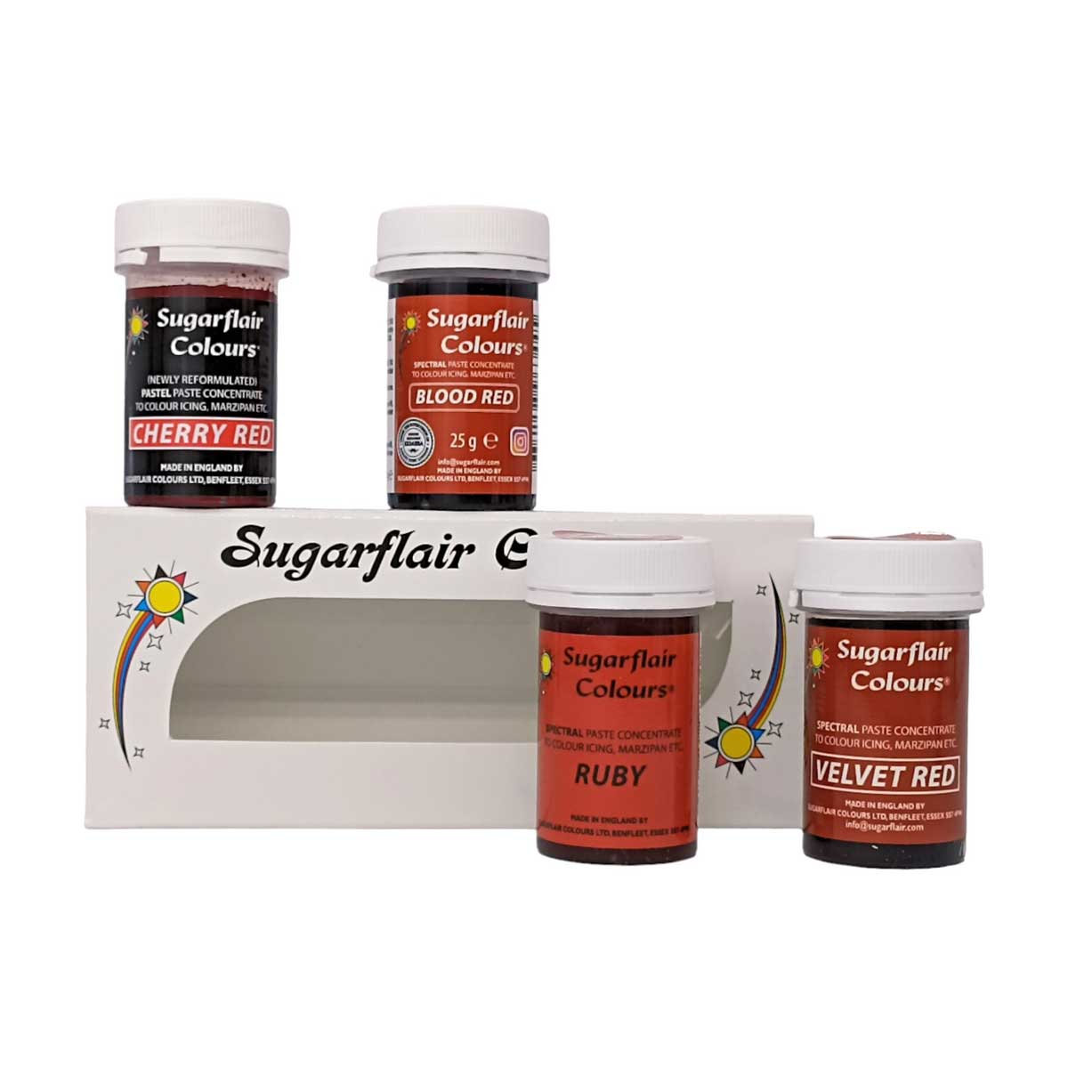 Sugarflair Paste Colour Mixed Red Set/4