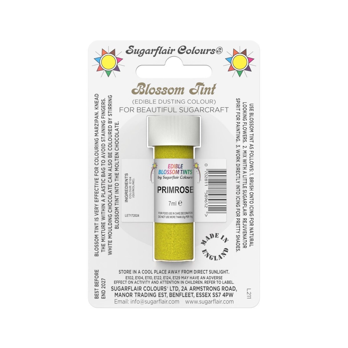 Sugarflair Eetbare Kleurpoeder Primula Geel 7ml