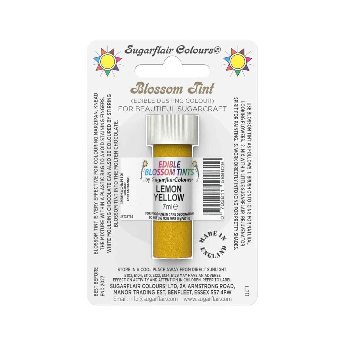 Sugarflair Dusting Colour LEMON YELLOW, 7ml