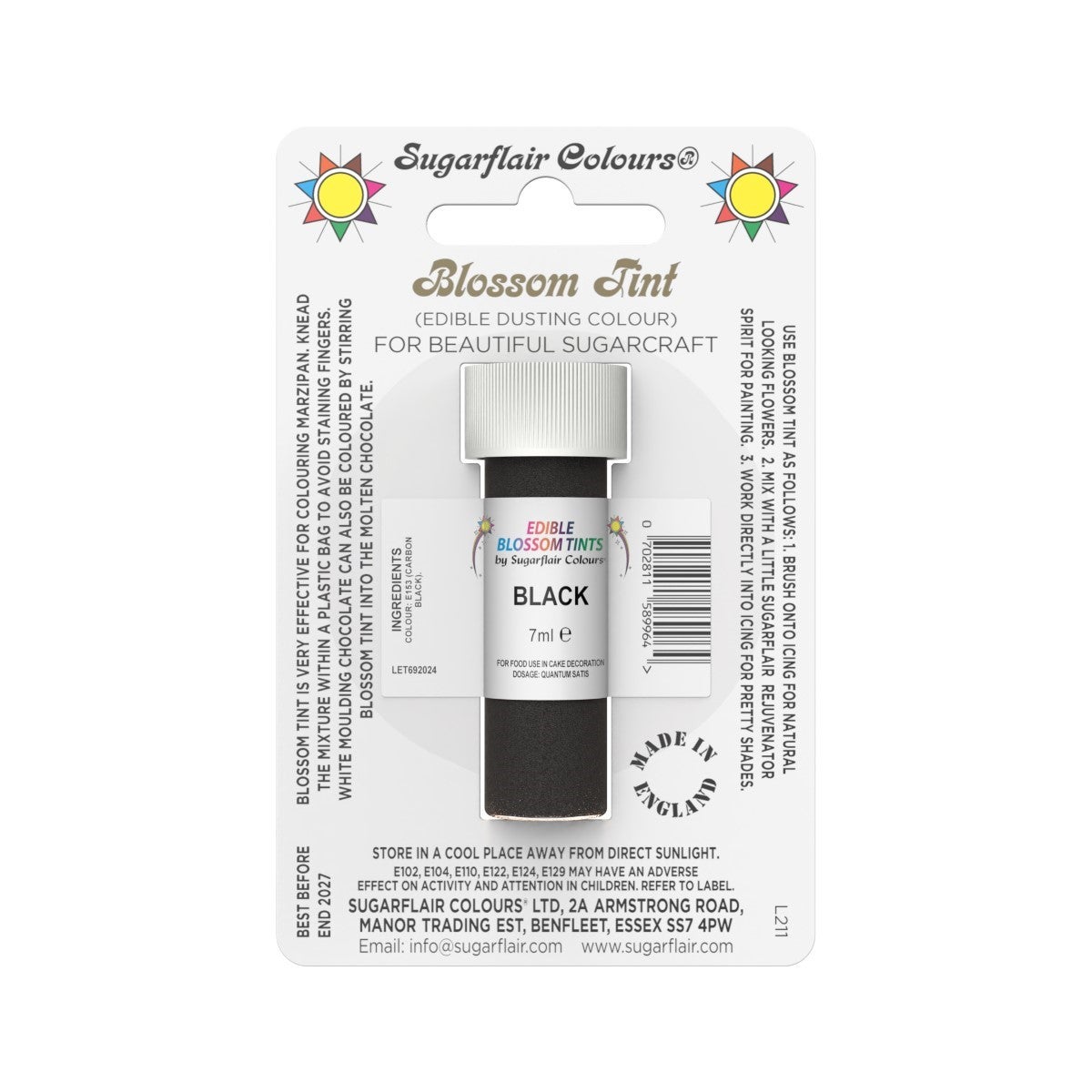 Sugarflair Eetbare Kleurpoeder Zwart 7ml