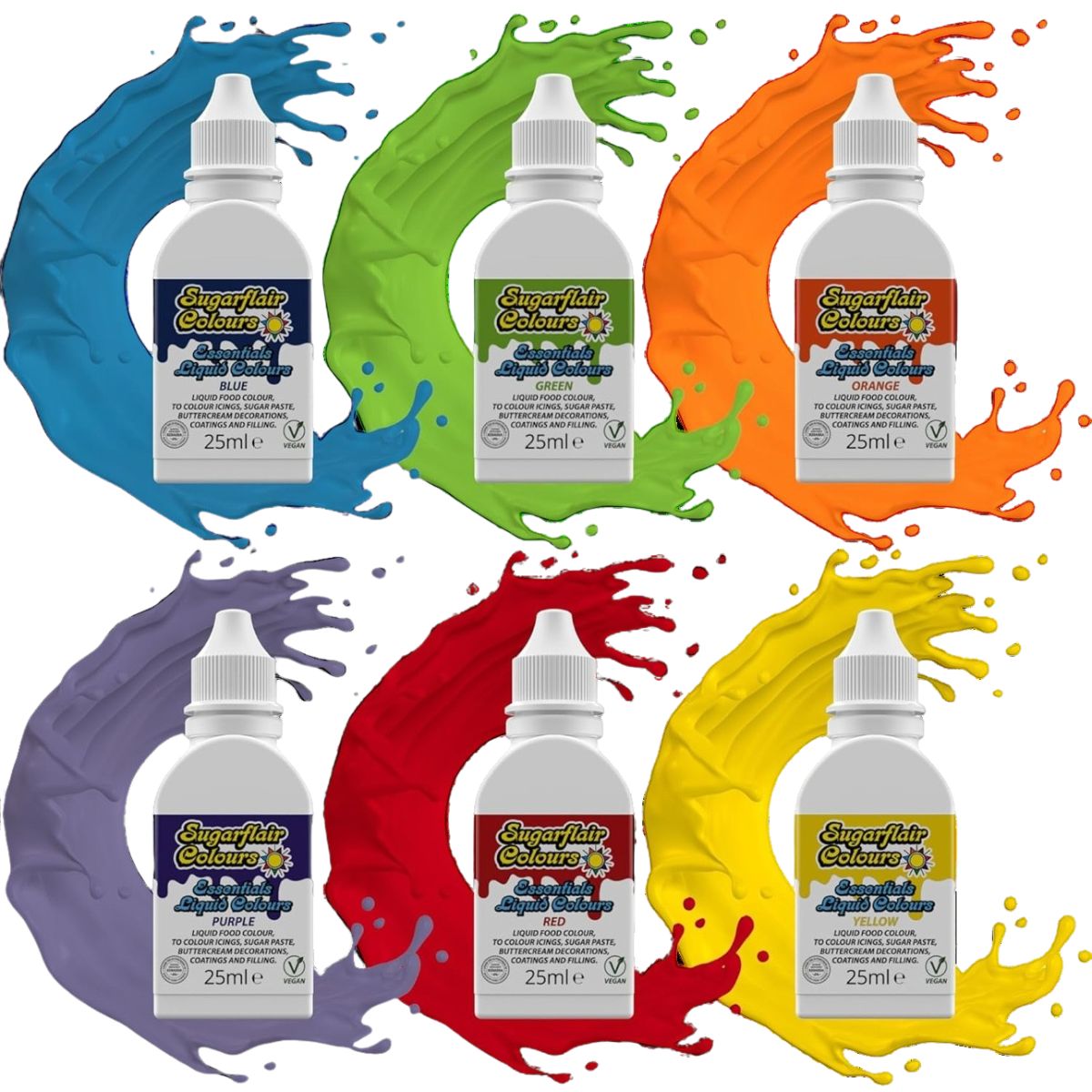 Sugarflair Liquid Colour Rainbow set/6