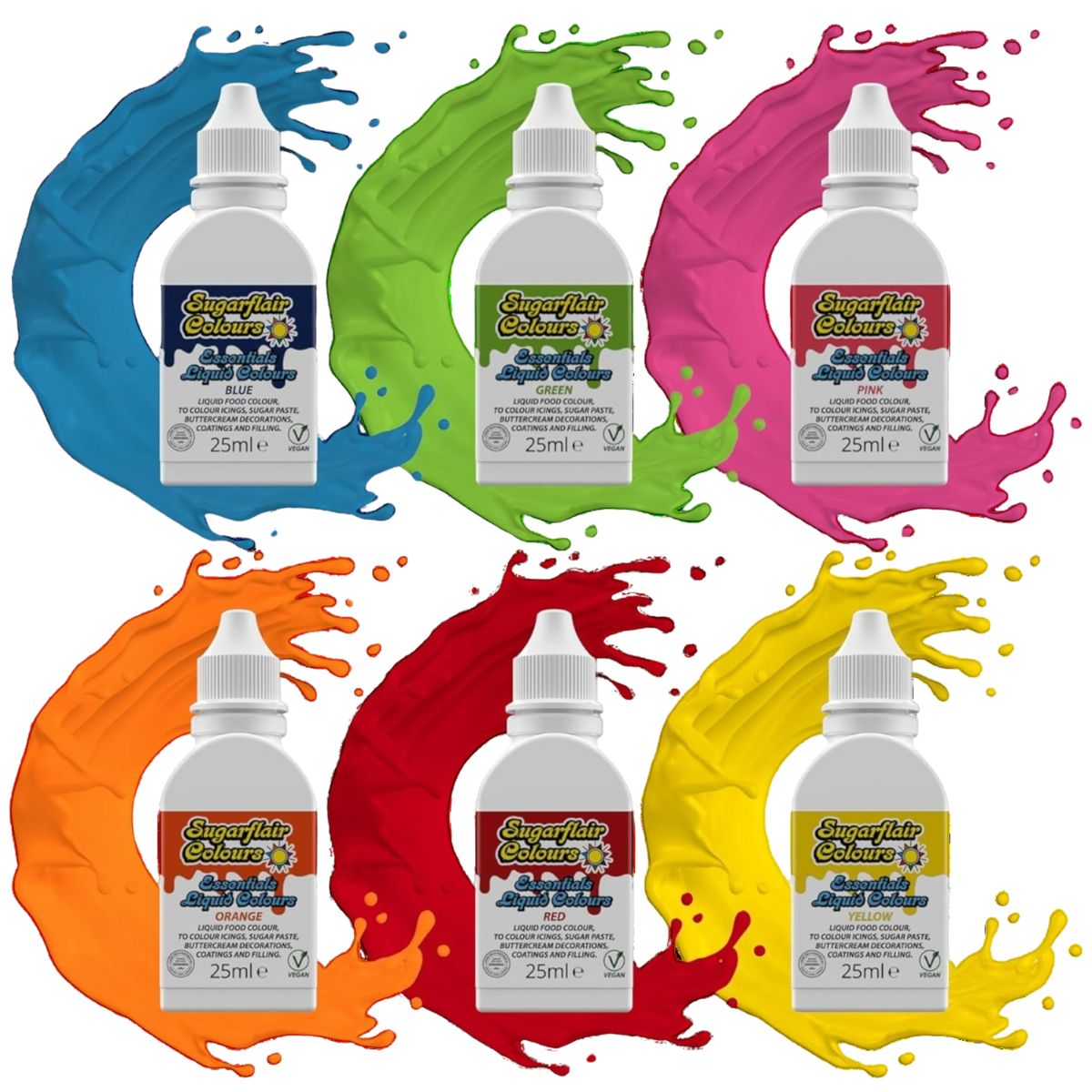 Sugarflair Liquid Colour Popular set/6