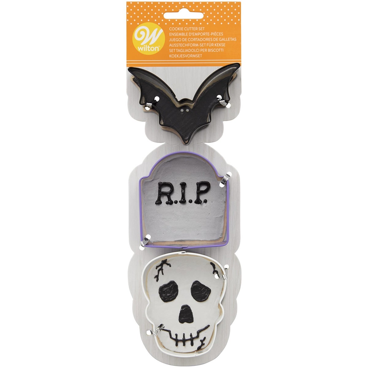 Wilton Cookie Cutter Bat-Tombstone-Skull Set/3
