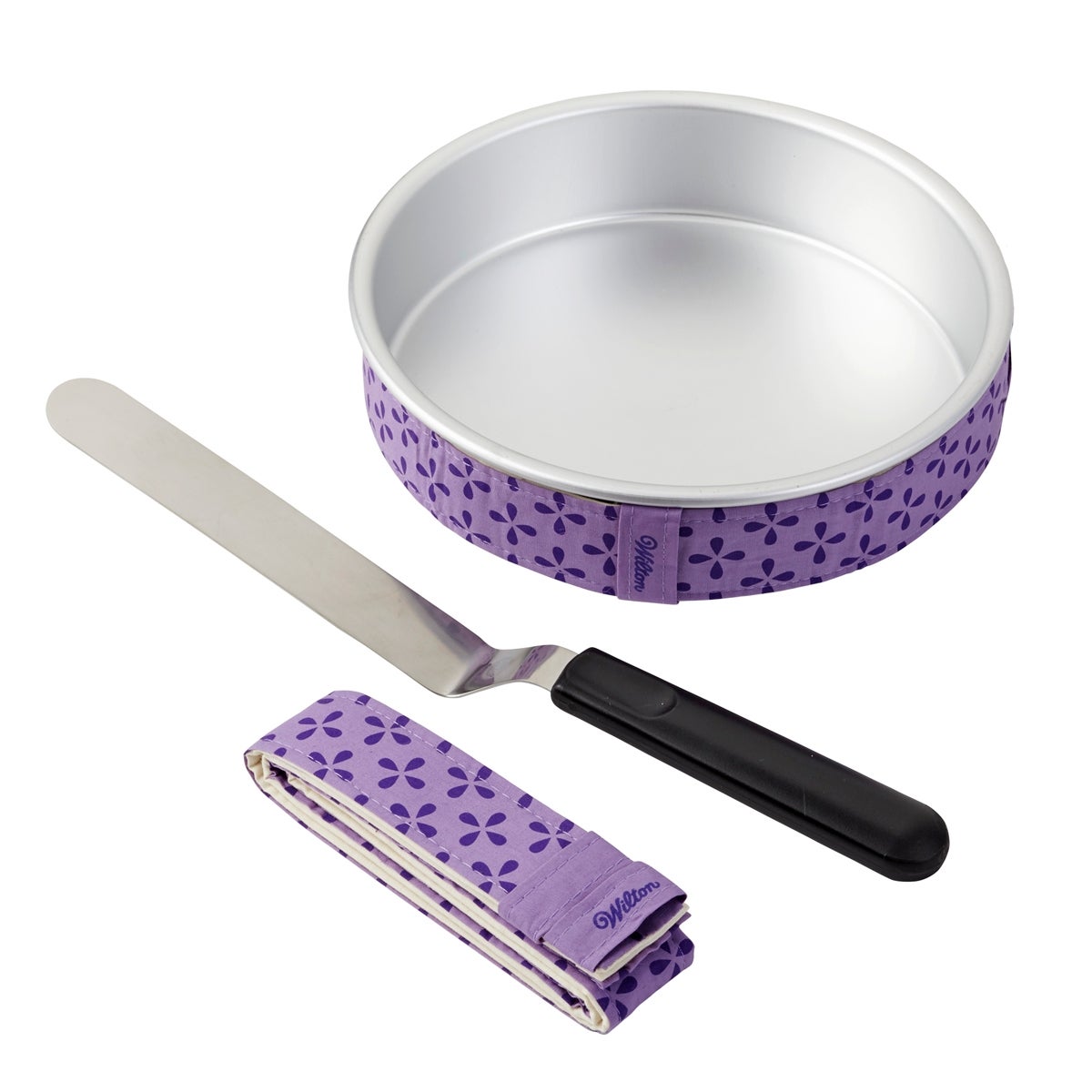 Wilton Aluminum Pan, Spatula & Bake-Even Strip set/5