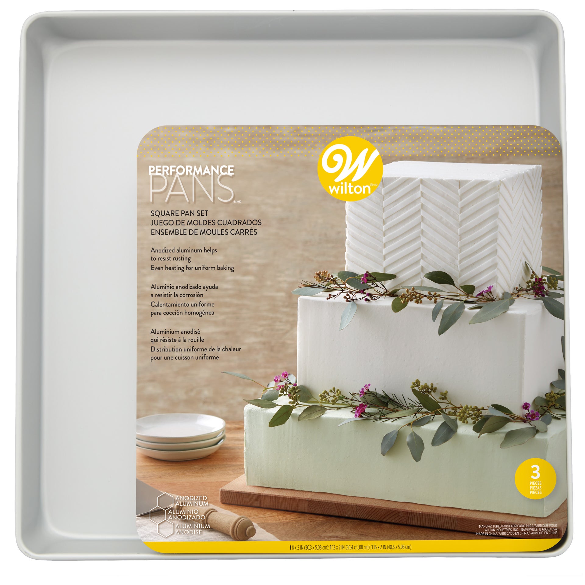 Wilton Performance Pans® Square Cake Pan set/3