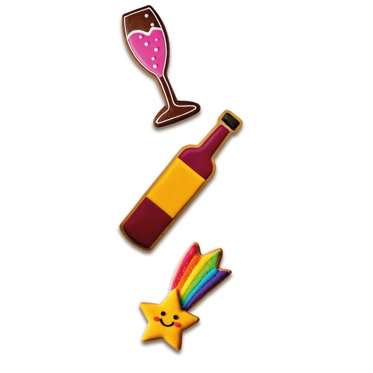 Wilton Cookie Cutter Wine Bottle - Glass - Falling Star set/3