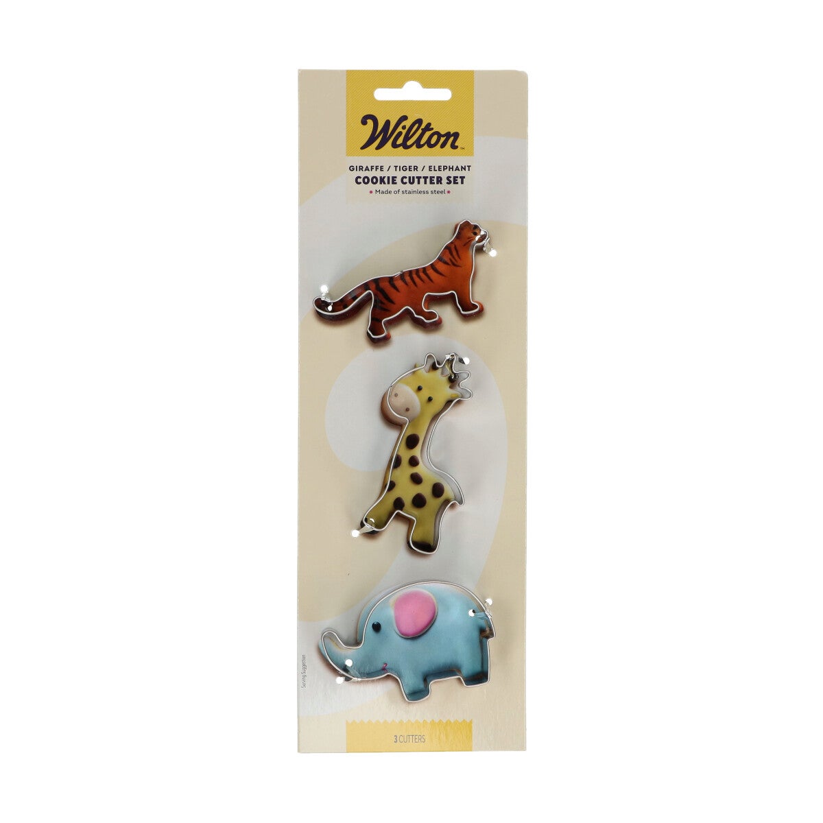 Wilton Cookie Cutter Giraffe - Tiger - Elephant set/3
