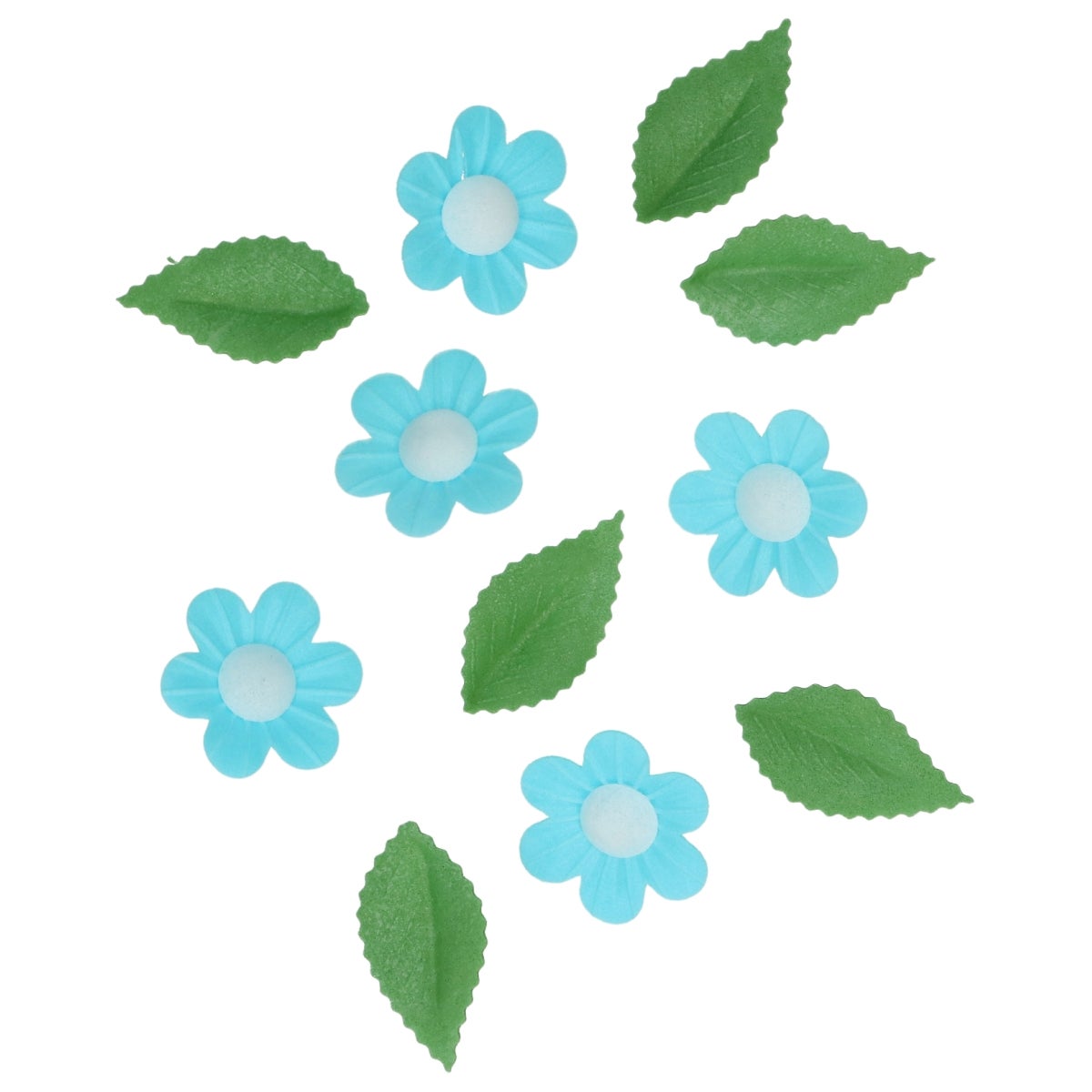 Wilton Edible Wafer Decorations Flowers & Leaves Blue set/11