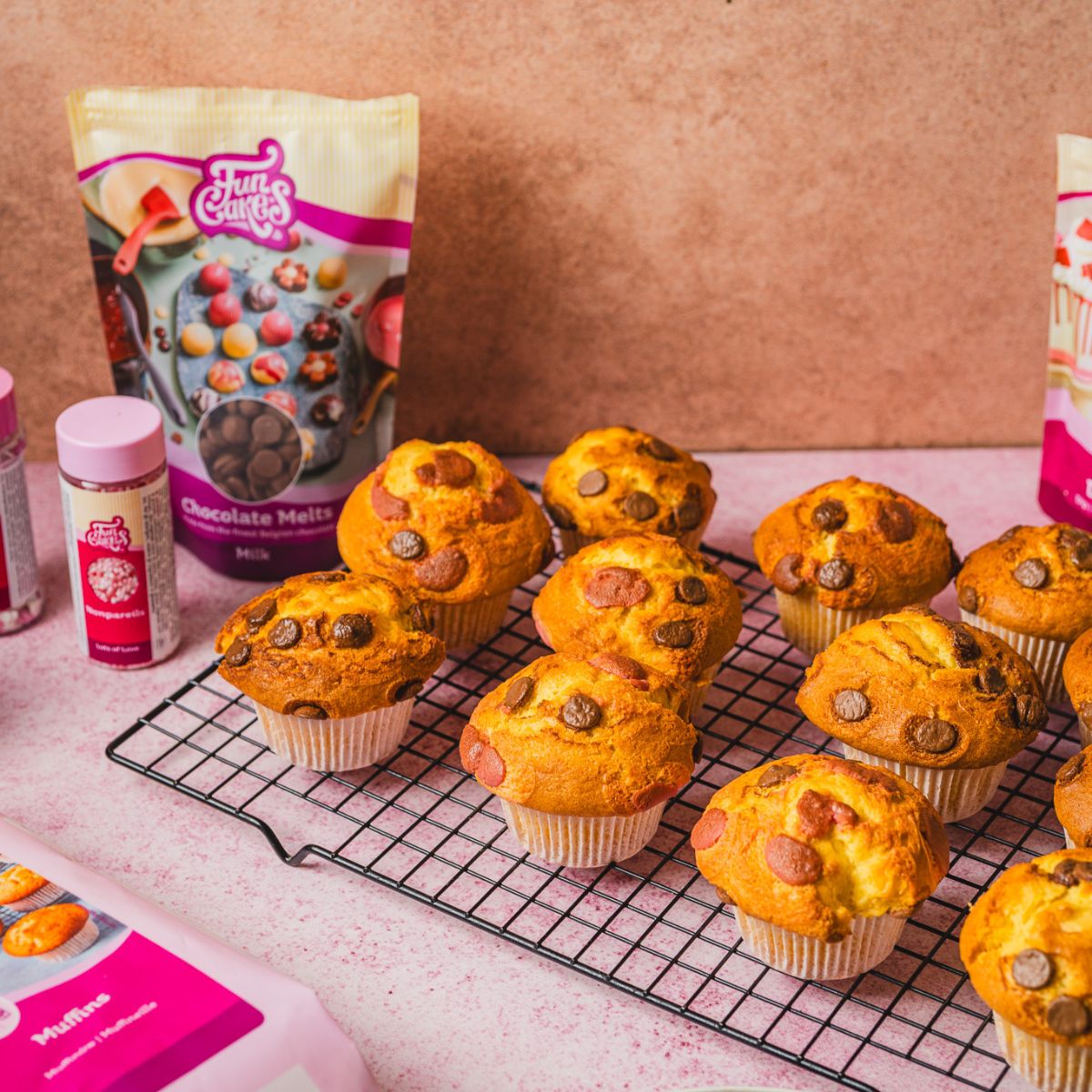 Chocolate Chip Muffins with Sweet Drizzle