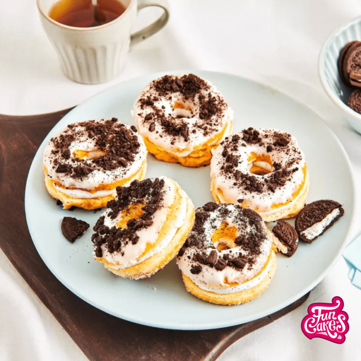 Donuts with Spread and Cookie Crumbles