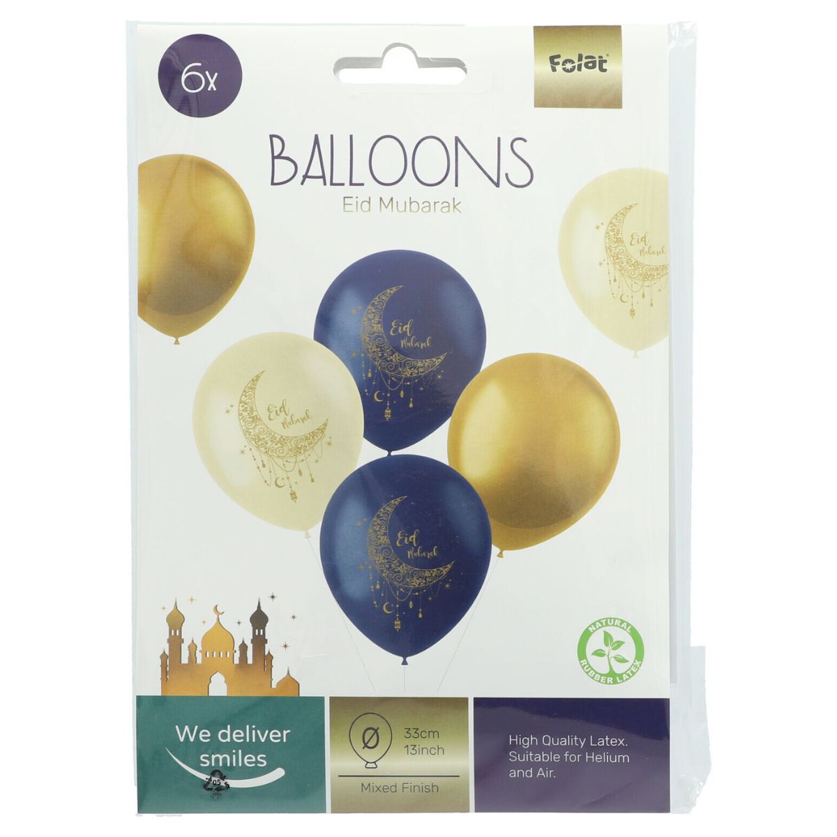 Folat Balloons Eid Mubarak 33cm pk/6