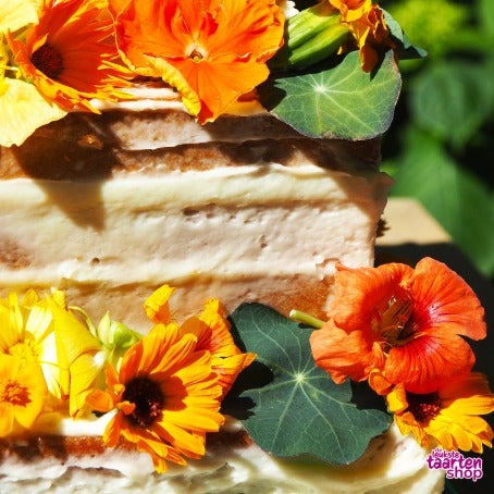 Happy Naked Cake with Flowers