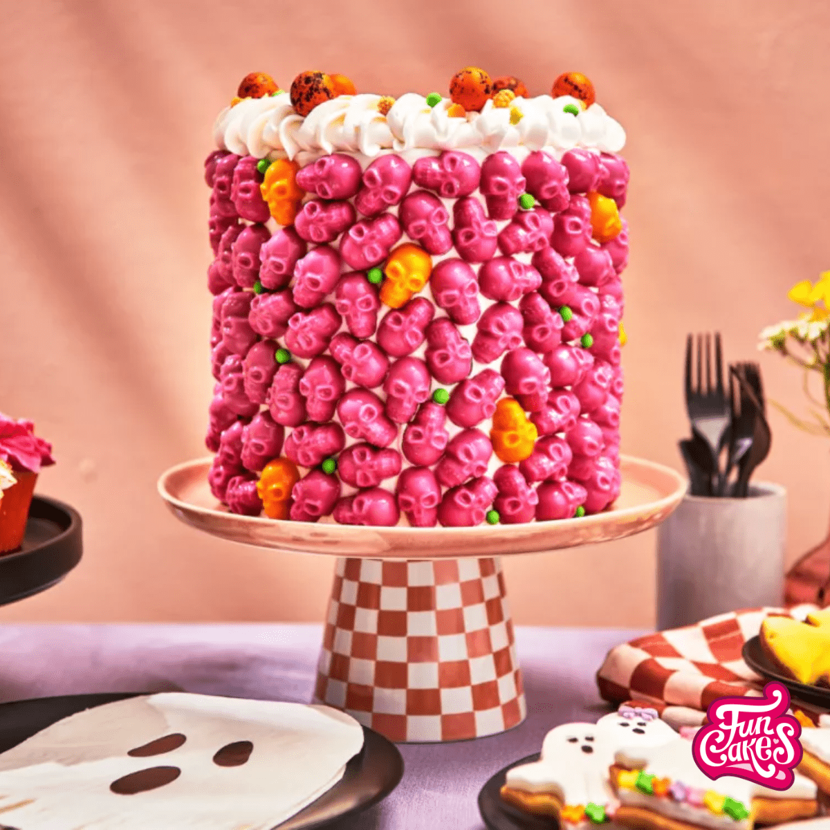 Skull Cake with Raspberry Buttercream