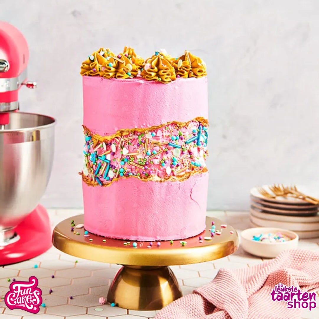 Pink Fault Line Cake with Sprinkles