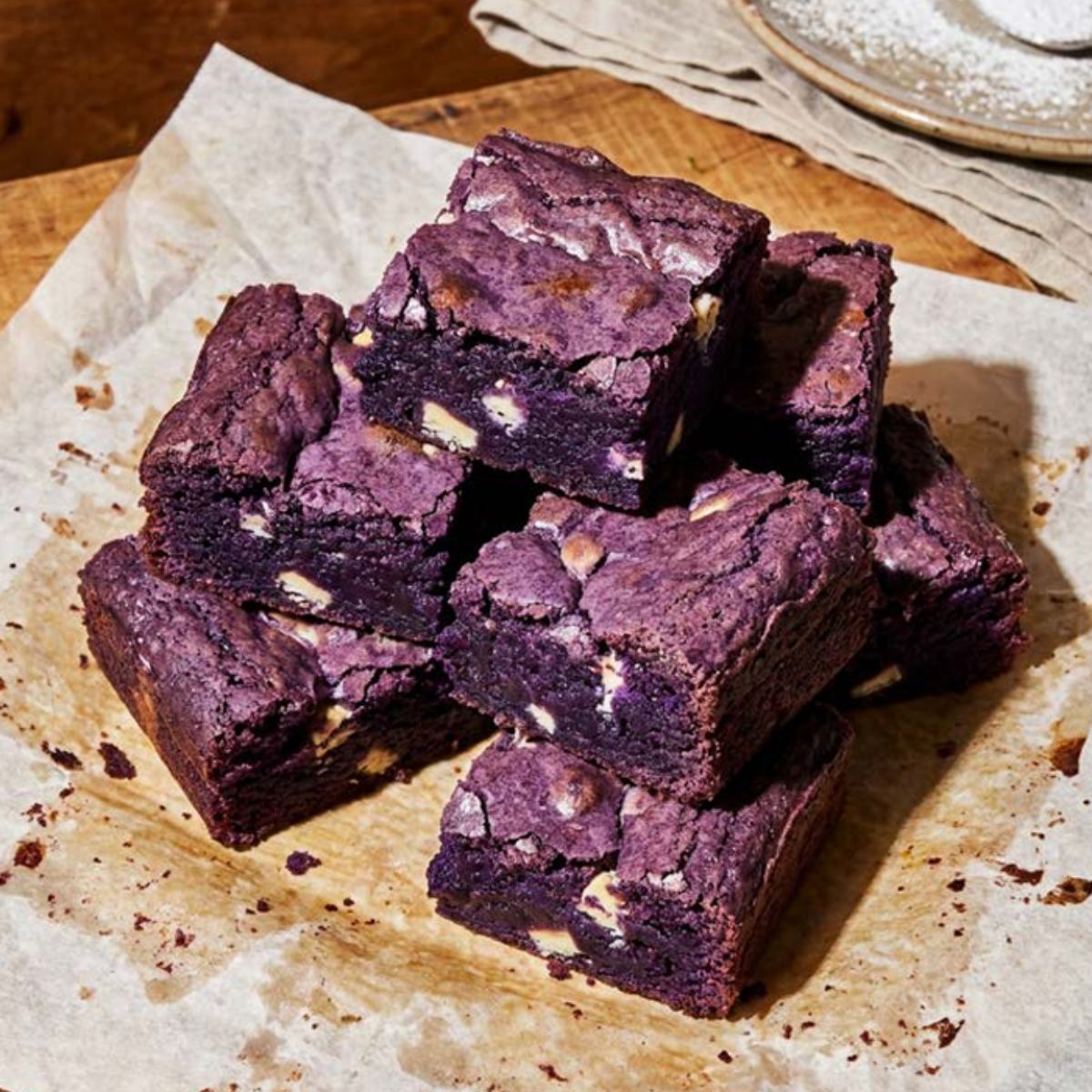 Ube Brownies with White Chocolate