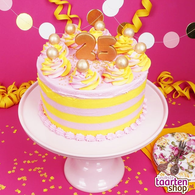 Recipe Recipe 25th Birthday Cake With Stripes Deleukstetaartenshop Com De Leukste Taart Prints
